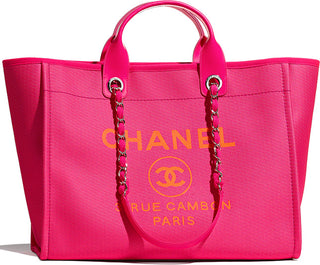 Chanel Deauville Extra Large Neon Pink/Orange  Canvas Tote Shopper Bag