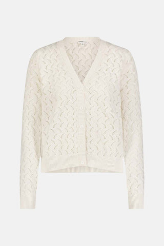 Minnie Rose Cotton Cashmere Blend Pointelle Button-Up Cardigan White Women's XS