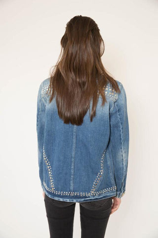 Frame Le Studded Long Sleeve Cotton Denim Jean Jacket Gelder Blue Women's Small