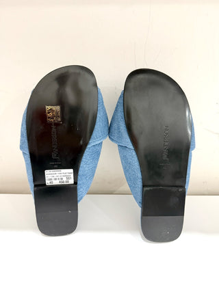 NWOT JW Anderson Denim Gold Buckle Chunky Flat Slide Sandals Blue Women's EU 40