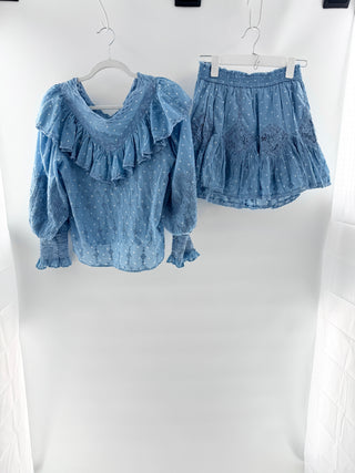 LoveShackFancy matching et top and mini ruffle skirt, S