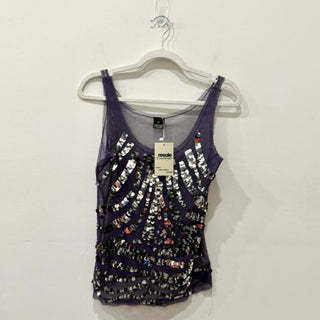 Gianfranco Ferre Embellished Sequins Sleeveless Tank Top Purple Women IT 40/US 2