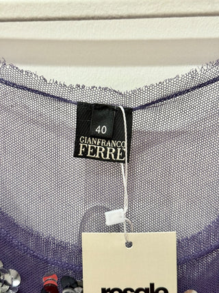 Gianfranco Ferre Embellished Sequins Sleeveless Tank Top Purple Women IT 40/US 2