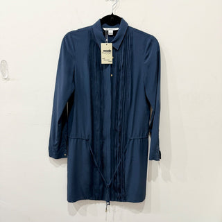 Diane von Furstenberg Francesca Pleated Tie Waist Mini Shirt Dress Navy Blue 4