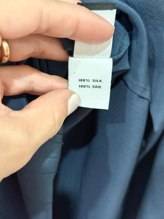 Diane von Furstenberg Francesca Pleated Tie Waist Mini Shirt Dress Navy Blue 4