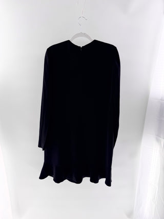 Emilio Pucci Lace-Up Cady Flounce Ruffle Hem Mini Dress Black Women's Size 42
