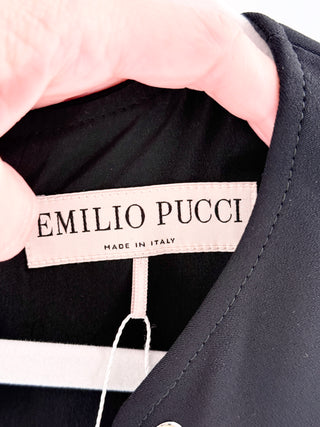 Emilio Pucci Lace-Up Cady Flounce Ruffle Hem Mini Dress Black Women's Size 42