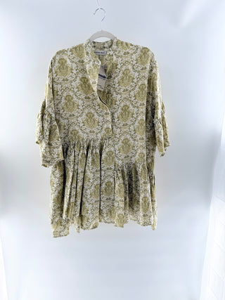 morton mac pattern 100% linen mini dress, petite