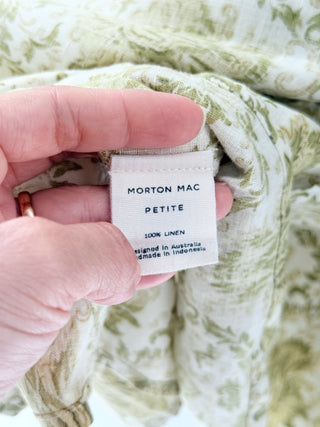 morton mac pattern 100% linen mini dress, petite