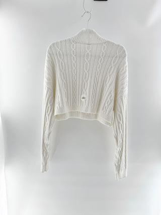 ALO cable knit crop sweater, M