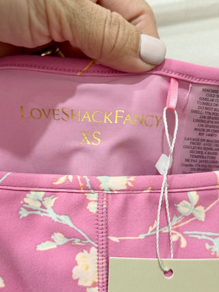 LoveShackFancy Adara Floral Active Sport Bra Bubble Sunshine Pink Women's XS
