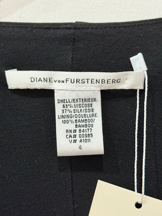 Diane von Furstenberg V-Neck Puffed Kaftan Mini Dress Black Women's Size 4