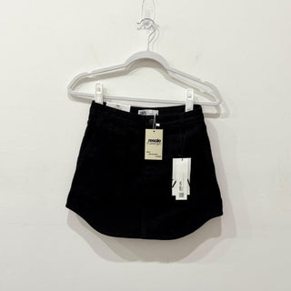 NWT Zara 100% Cotton High Waisted Denim Mini Skirt Black Women's Size XS