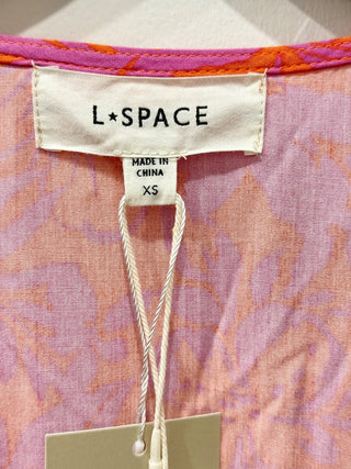 NWT L Space Kristy Bell Sleeve Tie Front Ruffle Mini Dress Path To Paradise XS