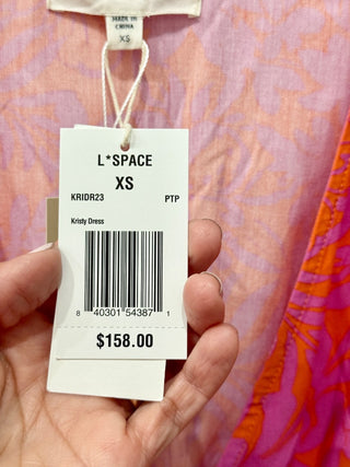 NWT L Space Kristy Bell Sleeve Tie Front Ruffle Mini Dress Path To Paradise XS