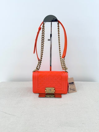 Chanel patent leather small boy bag