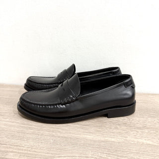 NWOT Saint Laurent Le Leather Slip On Loafer Shoes Black Women's Size EU 39.5