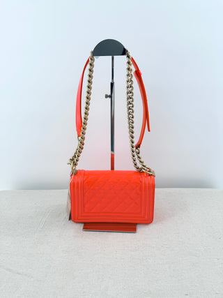 Chanel patent leather small boy bag