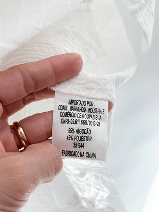 Farm Rio embroidered eyelet cover up shirt, L