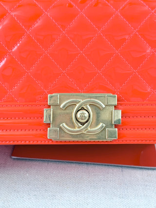 Chanel patent leather small boy bag