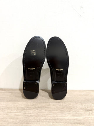 NWOT Saint Laurent Le Leather Slip On Loafer Shoes Black Women's Size EU 39.5