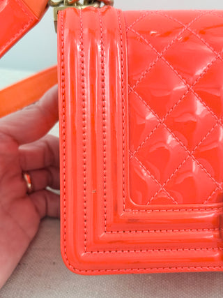Chanel patent leather small boy bag