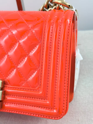 Chanel patent leather small boy bag