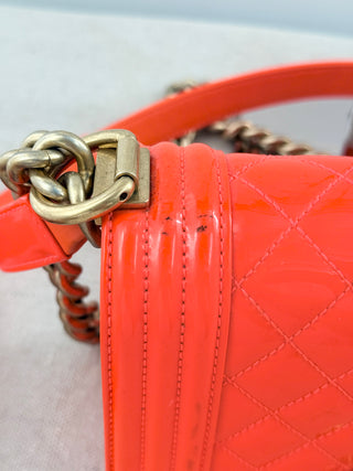 Chanel patent leather small boy bag