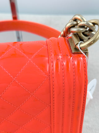 Chanel patent leather small boy bag