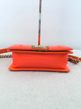 Chanel patent leather small boy bag
