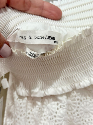 Rag and Bone Eyelet Off Shoulder Long Sleeve Blouse Top White Women's Size XS