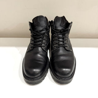Louis Vuitton Leather/Damier Ebene Canvas Oberkampf High Top Combat Boot Black 7