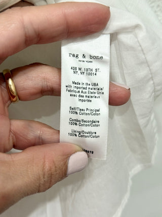 Rag and Bone Eyelet Off Shoulder Long Sleeve Blouse Top White Women's Size XS