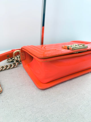 Chanel patent leather small boy bag