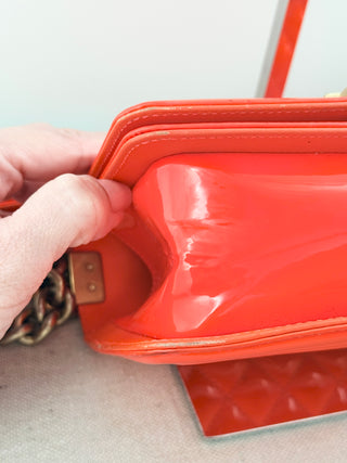 Chanel patent leather small boy bag