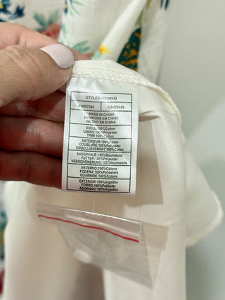 Betsey Johnson Riviera Tiered Floral A-Line Midi Dress White/Red Women's Size XS