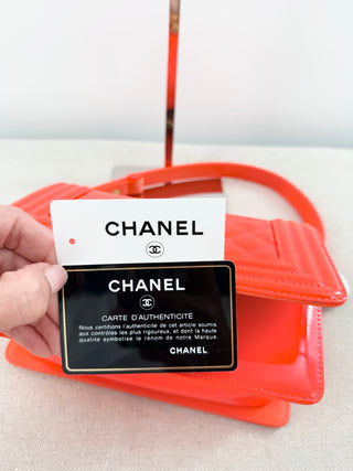 Chanel patent leather small boy bag