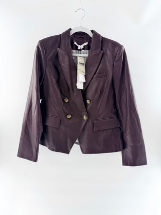 Veronica Beard gail dickey leather jacket double breasted, 10