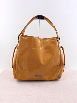 Burberry patent leather large shoulder bag biltmore