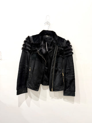 Versace leather and rabbit fur jacket, 38 IT / US 2