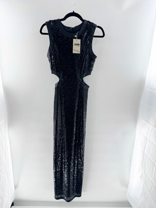 Staud sequin sleeveless dress with cut outs maxi, S