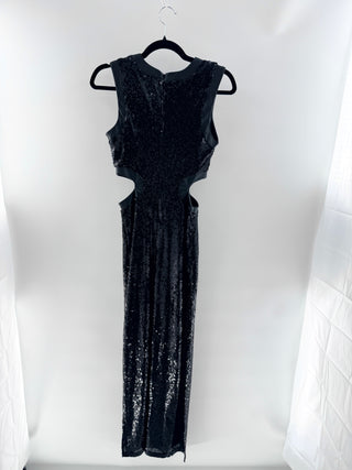 Staud sequin sleeveless dress with cut outs maxi, S