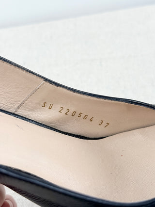 VTG Saint Laurent YSL Tribtoo Leather Platform Slingback Pump Black Womens EU 37