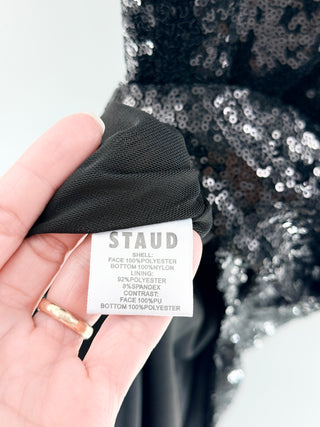 Staud sequin sleeveless dress with cut outs maxi, S