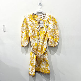 Zimmermann Postcard Puff Sleeve Mini Dress Swirl Floral Yellow Women's Size 0