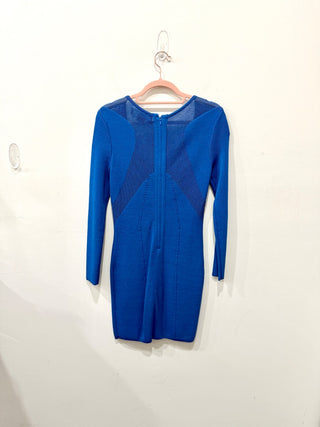 Cut25 by Yigal Azrouël Mesh Cutout Knit Mini Sheath Dress Blue Women's Size S