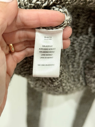 BCBGMaxazria Puff Sleeve Tie Back Open Front Cardigan Sweater Black / Gray XS