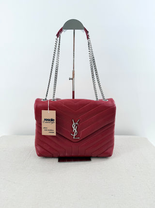 YSL Lolou shoulder bag crafted in quilted lambskin leather with signature stitching and YSL hardware, finished with sliding chain-and-leather shoulder straps