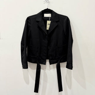 Valentino Roma Logn Sleeve Notch Lapel Buttoned Crop Blazer Black Women's Size 4