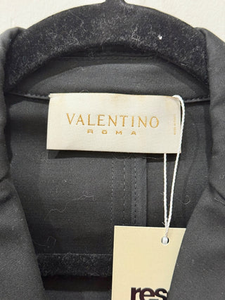Valentino Roma Logn Sleeve Notch Lapel Buttoned Crop Blazer Black Women's Size 4